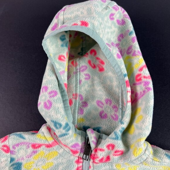 The North Face Sweatshirt Kids Girls 4 Green Floral Faded Fleece Full Zip Hoodie - Picture 6 of 15